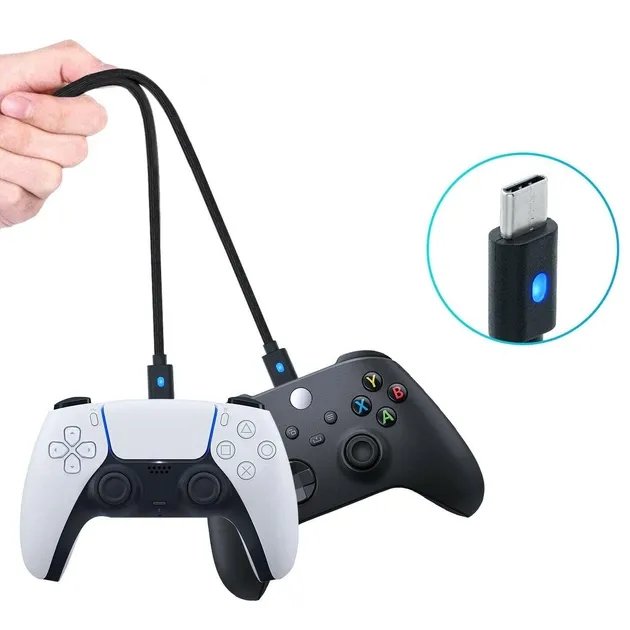 Зарядный кабель DOBE 3м USB / USB Type-C для геймпада DualSense Sony PlayStation PS5 / PS5 Digital Edition / Microsoft Xbox Series S,X / Nintendo Switch с LED подсветкой статуса зарядки