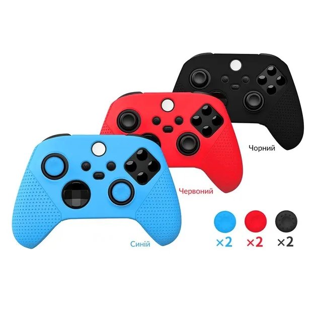 Силиконовый, защитный черный чехол-кейс DOBE для геймпада Microsoft Wireless Controller консоли Xbox Series S | X, две накладки на стики (thumb grips)