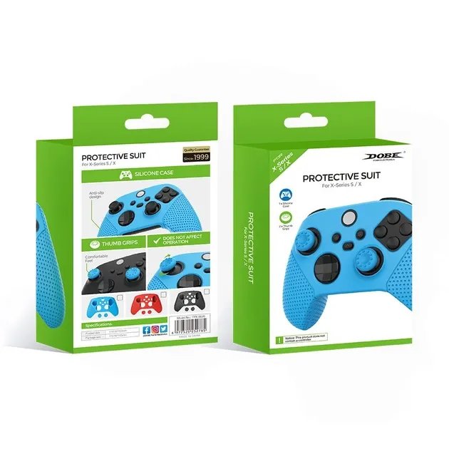 Силиконовый, защитный черный чехол-кейс DOBE для геймпада Microsoft Wireless Controller консоли Xbox Series S | X, две накладки на стики (thumb grips)