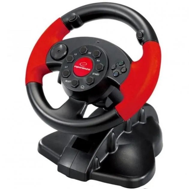 Игровой проводной руль Esperanza USB PC/PS3/PS2 Black/Red (EG103)