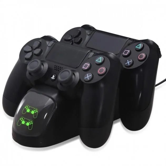 Двойная зарядная станция DOBE для геймпадов PlayStation (PS4 / PS4 Slim / PS4 Pro) Dualshock 4 с LED индикатором Черная