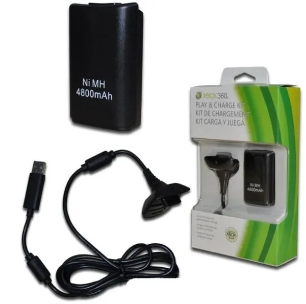 Аккумулятор для геймпада UKC XBOX360 + зарядное устройство шнур подключения 4в1 Черный