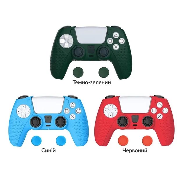 Силиконовый защитный красный чехол и накладки на стики (thumb grips) DOBE для геймпада DualSense консоли Sony PlayStation 5 (PS5 / PS5 Digital Edition)