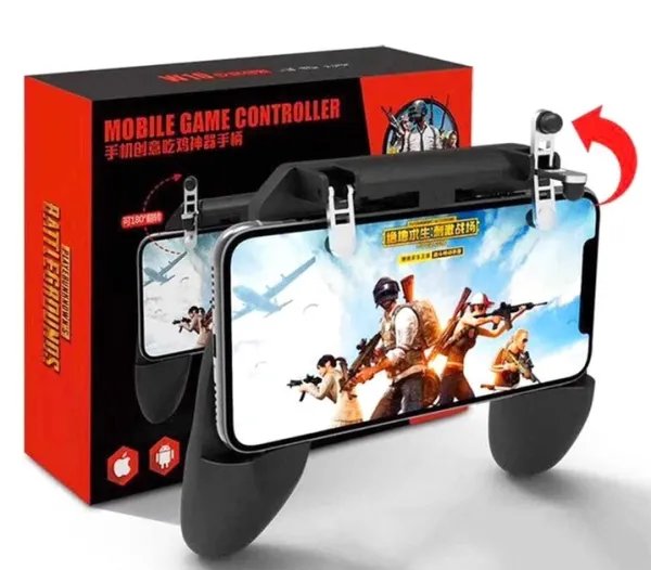 Игровой контроллер геймпад для смартфона джойстик W10 триггеры PUBG Mobile черный