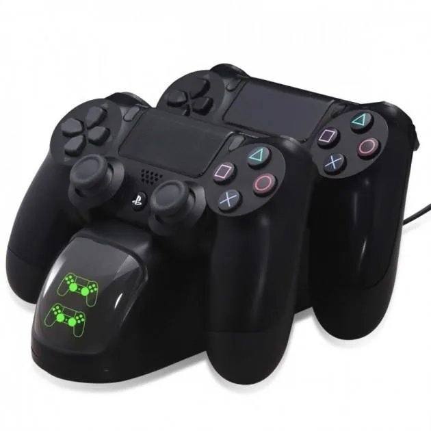 Двойная зарядная станция DOBE для геймпадов от PlayStation (PS4 / PS4 Slim / PS4 Pro) Dualshock 4 с LED индикатором Черная