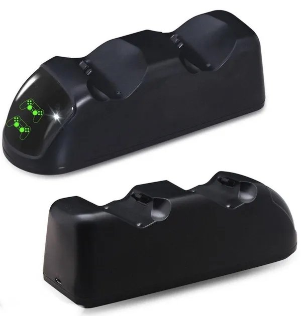 Зарядная двойная док станция DOBE для DualShock 4 PS4 на 2 геймпада с LED подсветкой Черный