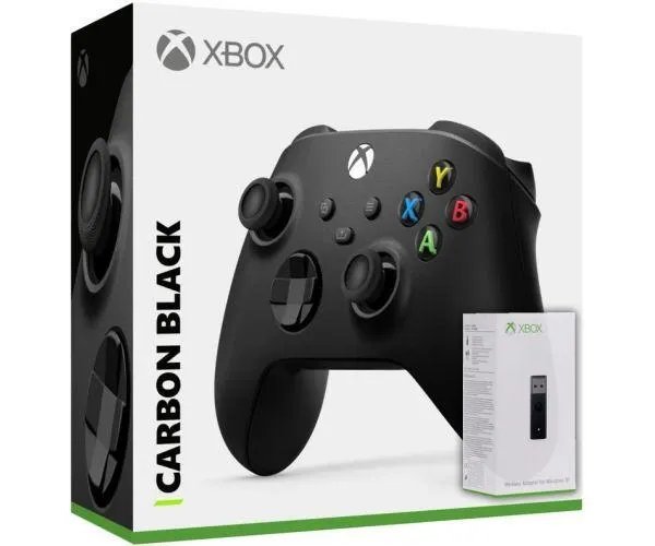 Microsoft Xbox Series X | S Wireless Controller with Bluetooth (Carbon Black) + Адаптер беспроводного геймпада для Windows (Upgrade Version)