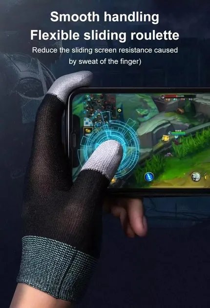 Сенсорные перчатки Captain напальчники для игр на смартфоне киберспорту Pubg Mobile CoD Free Fire 2 штуки Черный