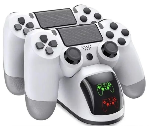 Зарядна док станція Beboncool для DualShock 4 PS4 на 2 геймпади з LED підсвічуванням Білий