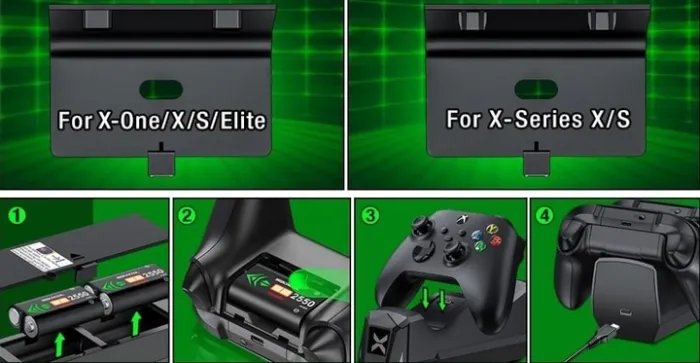 Док-станция BEBONCOOL + 2 аккумулятора 2555 mAh для геймпадов Xbox One (S/X) / Elite / Series (S/X) Black