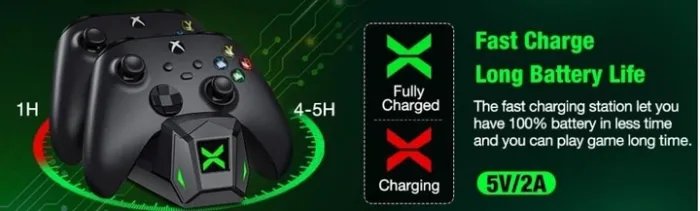 Док-станция BEBONCOOL + 2 аккумулятора 2555 mAh для геймпадов Xbox One (S/X) / Elite / Series (S/X) Black