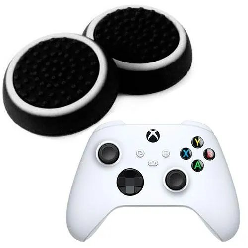 Силиконовые накладки на аналоговые стики Honson для геймпада Xbox Series X / S черные с белой окантовкой 2 шт