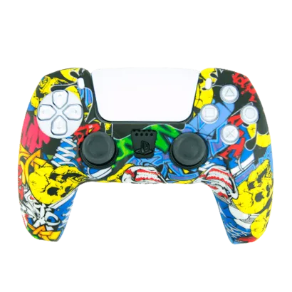 Чехол Силиконовый RMC PlayStation 5 Art Splash Yellow Blue