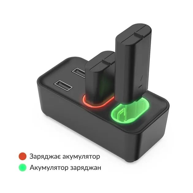 Зарядная dock станция DOBE с двумя аккумуляторными батареями объемом 800 mAh для геймпада Microsoft Wireless Controller консоли Xbox Series X|S, Xbox One X / Xbox One S / Xbox One с LED подсветкой статуса зарядки