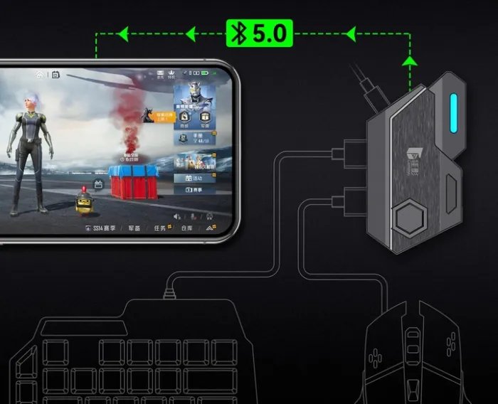 Мобильный игровой Bluetooth 5.0 адаптер с игровой клавиатурой и мышкой Union Sundy PUBG Mobile Mix SE