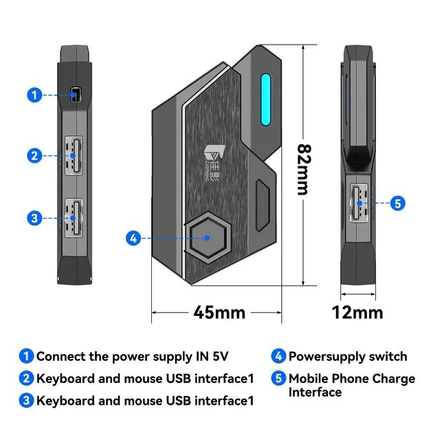 Мобильный игровой Bluetooth 5.0 адаптер с игровой клавиатурой и мышкой Union Sundy PUBG Mobile Mix SE