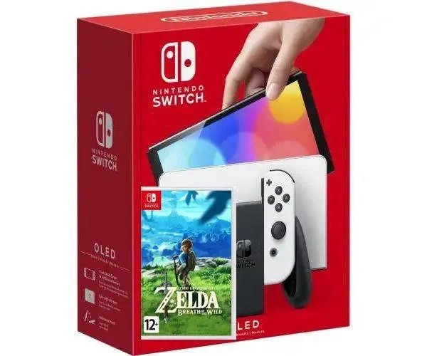 Nintendo Switch (OLED model) White + Игра The Legend of Zelda: Breath of the Wild (русская версия)