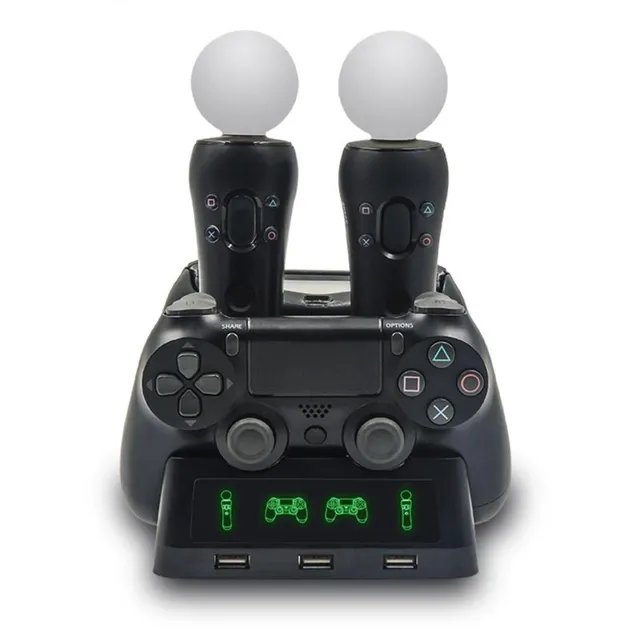 Зарядная док-станция IPLAY 4 в 1 для DualShock 4 и PS Move (PS4) Black