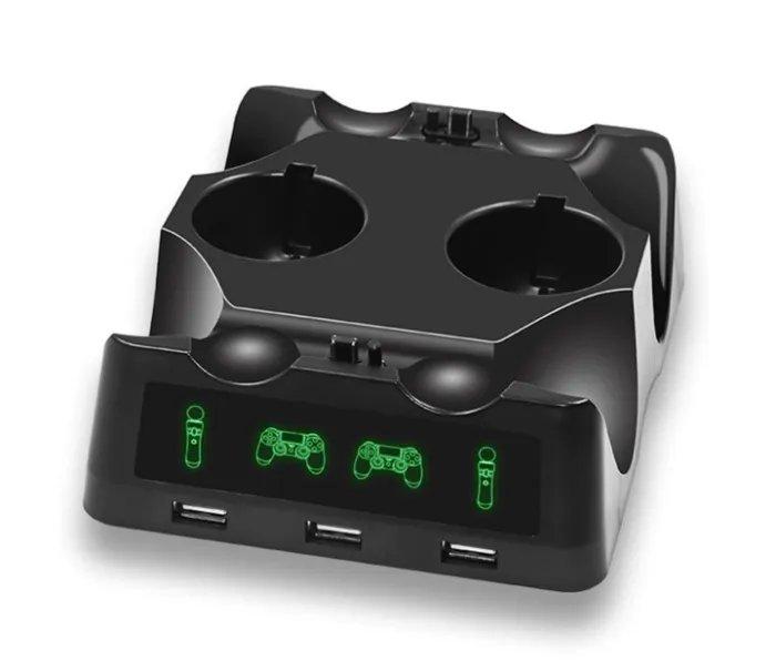 Зарядная док-станция IPLAY 4 в 1 для DualShock 4 и PS Move (PS4) Black