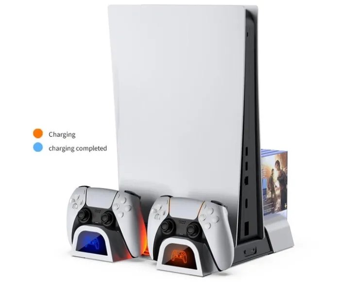 Мультифункциональная Док-Станция DOBE для Playstation 5 с LED зарядкой для 2-х геймпадов PS5 Dualsense и охлаждением консоли (TP5-05100)