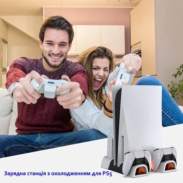 Мультифункциональная Док-Станция DOBE для Playstation 5 с LED зарядкой для 2-х геймпадов PS5 Dualsense и охлаждением консоли (TP5-05100)