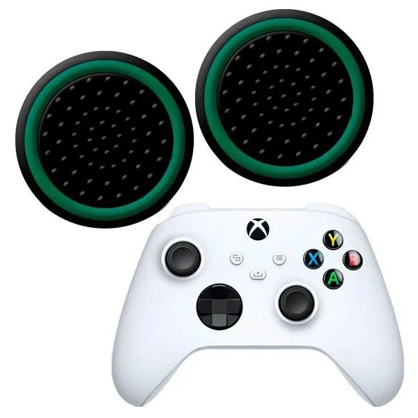 Силиконовые накладки на аналоговые стики Honson для геймпада Xbox Series X / S черные с зеленой окантовкой 2 шт
