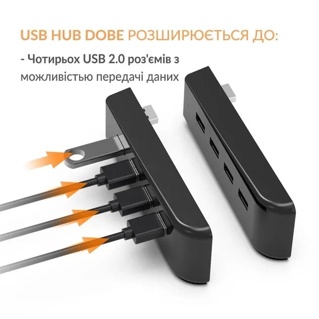 USB HUB DOBE 2.0 (USB хаб) чотири USB-A 2.0 роз'єм для консолі Sony PlayStation 5 (PS5 / PS5 Digital Edition)