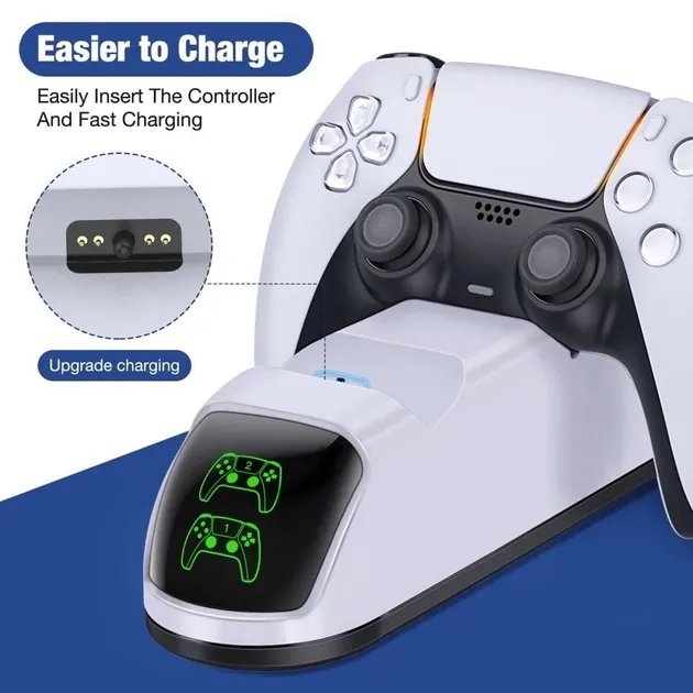 Зарядка для джойстика PlayStation 5 Beboncool Док Станция для PS5 DualSense на 2 геймпада Серый (642243524)