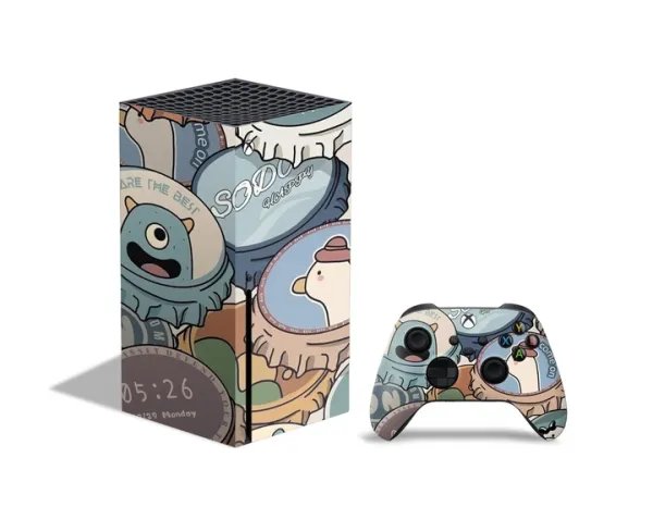 Вінілова наклейка на ігрову приставку Microsoft Xbox Series X та контролер з принтом кришки з картинками, арт.7010085