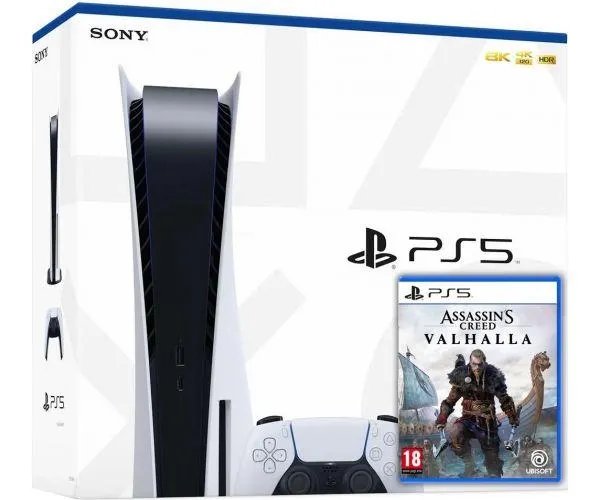 Sony PlayStation 5 White 825Gb + Assassin’s Creed Valhalla Вальгалла (русская версия)