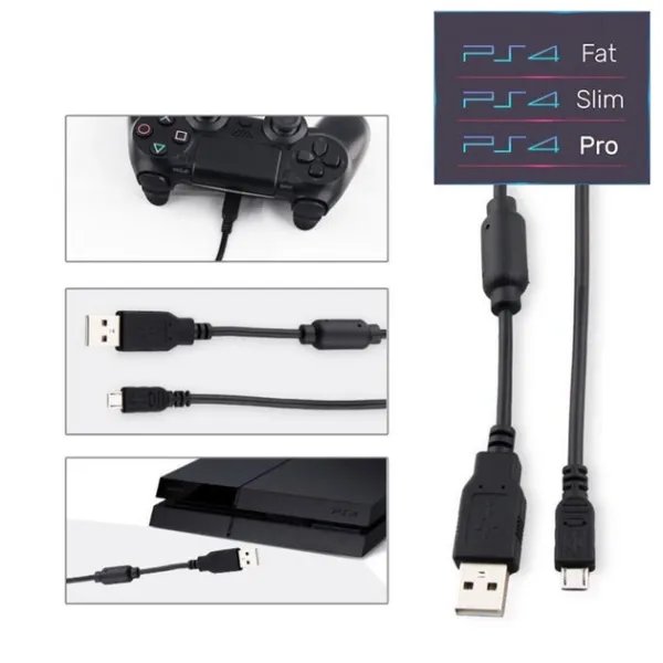 Зарядный кабель передачи данных DOBE 1.8м USB/micro USB для геймпада DualShock 4 консоли-приставки Sony PlayStation PS4 PRO / PS4 Slim / PS4 Fat