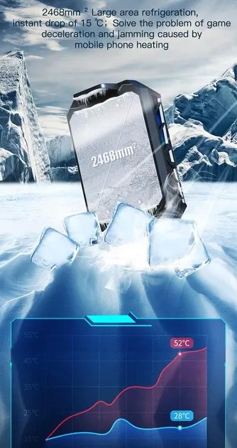 Универсальный полупроводниковый радиатор-вентилятор (кулер) для смартфона Union PUBG Mobile F30 с АКК 1000 mAh