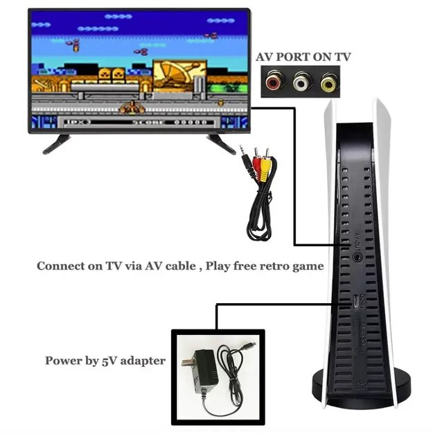 Игровая консоль с двумя геймпадами Tower GameConsole5 Детская ретро приставка для телевизора, 200 игр 8бит Денди Черно-белый