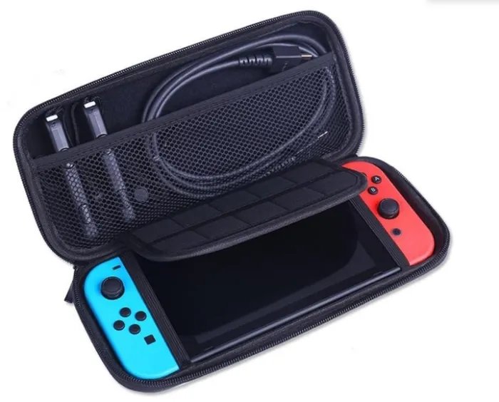 Супер комплект кейс + чехол + стекло + накладки для Nintendo Switch OLED / Black