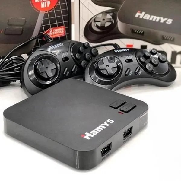 Игровая приставка Hamy 5 505 встроенных игр Sega + Dendy поддержка карт SD, Черная