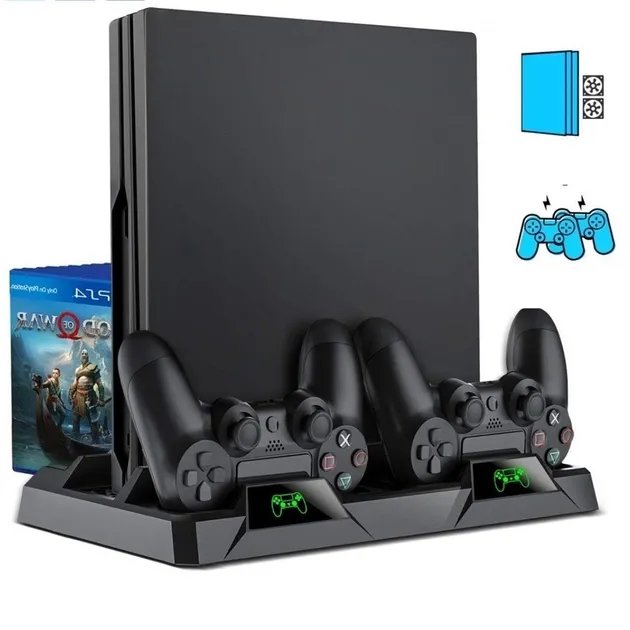 Зарядная док-станция XPRO PSCharger Dobe для PS Playstation 4 / PS4 SLIM / PRO с 2мя вентиляторами и зарядкой для 2-х геймпадов и подставкой на 16 дисков (102716472_2)
