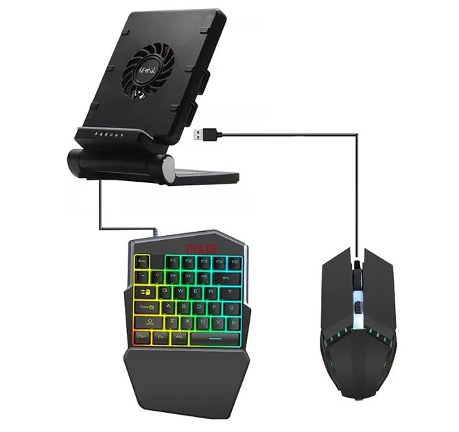 Мобильный игровой адаптер Bluetooth с охлаждением SUNROZ P6 Union PUBG Mobile Set с игровой клавиатурой (Inker) и мышкой 3 в 1 (SUN9319)