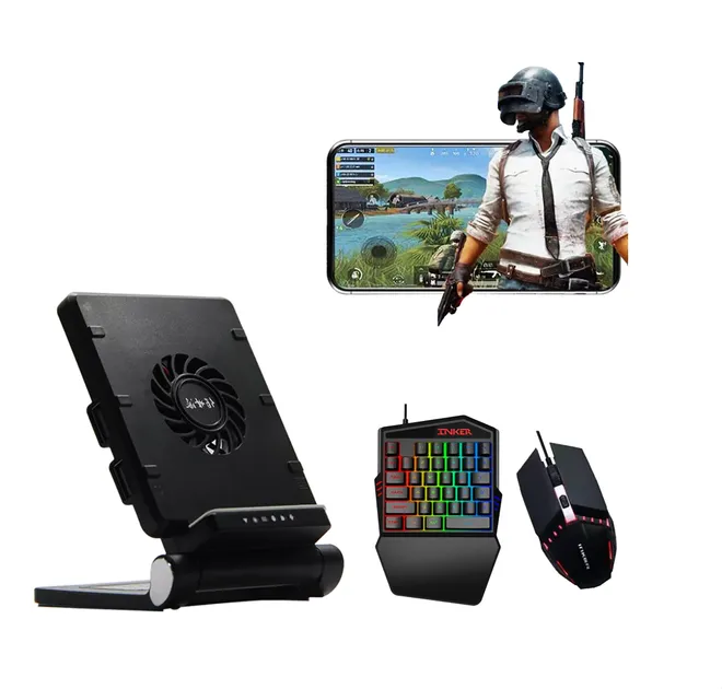 Мобильный игровой адаптер Bluetooth с охлаждением SUNROZ P6 Union PUBG Mobile Set с игровой клавиатурой (Inker) и мышкой 3 в 1 (SUN9319)