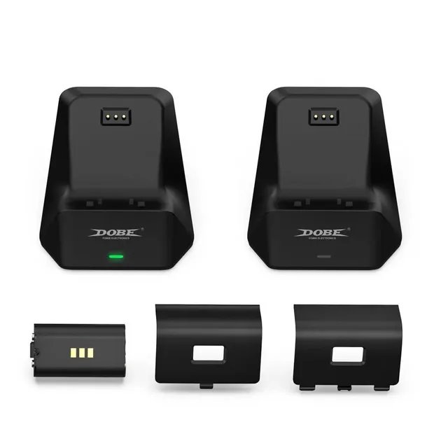 Зарядная dock станция DOBE c аккумуляторной батареей объемом 1200 mAh подставка для геймпада Microsoft Wireless Controller Xbox Series X|S, Xbox One X / Xbox One S / Xbox One c LED индикаторам статуса зарядки джойстика