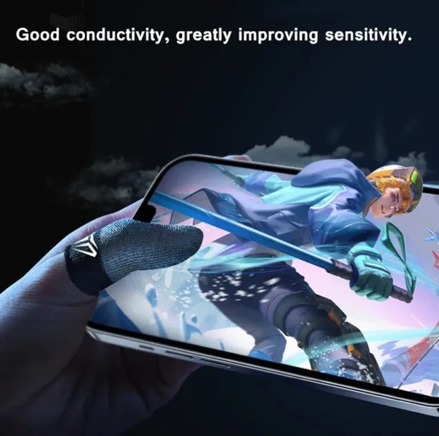 1 пара напальчников с серебряным слоем шелка WRSP FEELERS Seuno для телефона Pubg mobile серебристые (GS670)