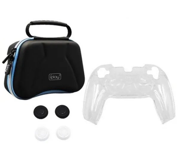 Пластиковий чохол + 4 накладки на стики + сумка для перенесення для геймпада DualSens PS5 HBP-286