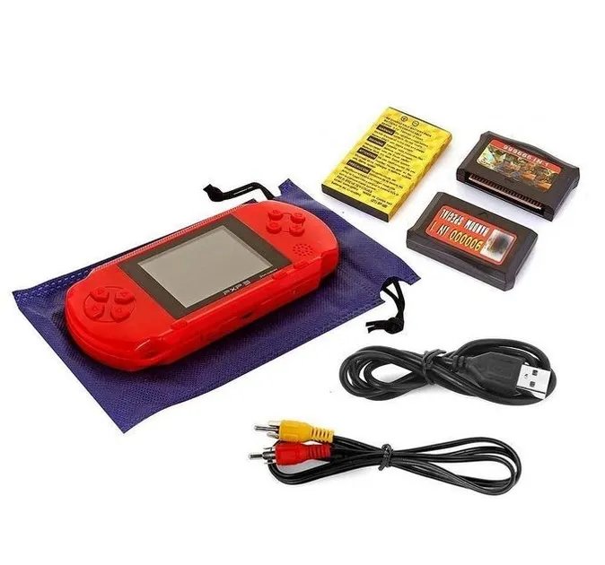 Игровая приставка PXP3 16bit и подключением к телевизору + 2 картриджа Красный