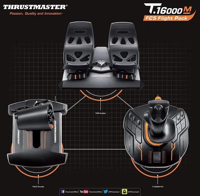 Проводной джойстик Thrustmaster T.16000M FC Flight Pack Black/Orange (2960782)