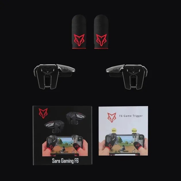 Комплект SARAFOX Game Trigger: cенсорные напальчники, два триггера G21 для мобильного гейминга/игр/киберспорта/телефона iOS, Android с автокликером