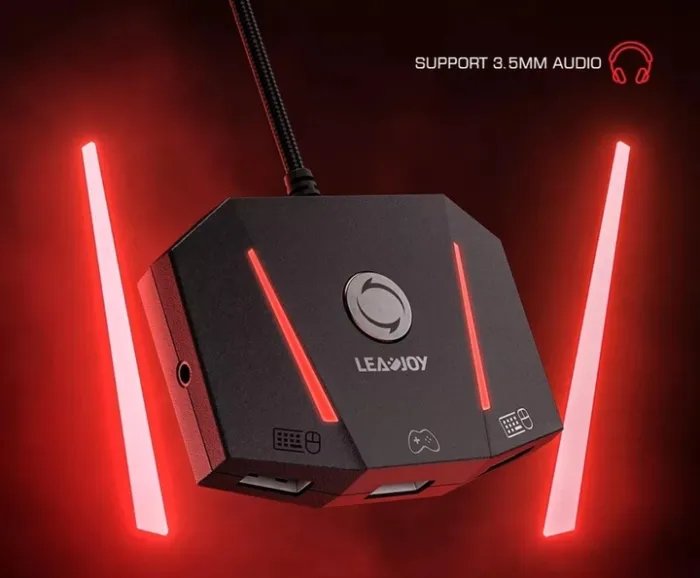 Адаптер-конвертер (HUB) LEADJOY VX AimBox для игровой клавиатуры и мыши PS4 / N-Switch / Xbox One, series X/S