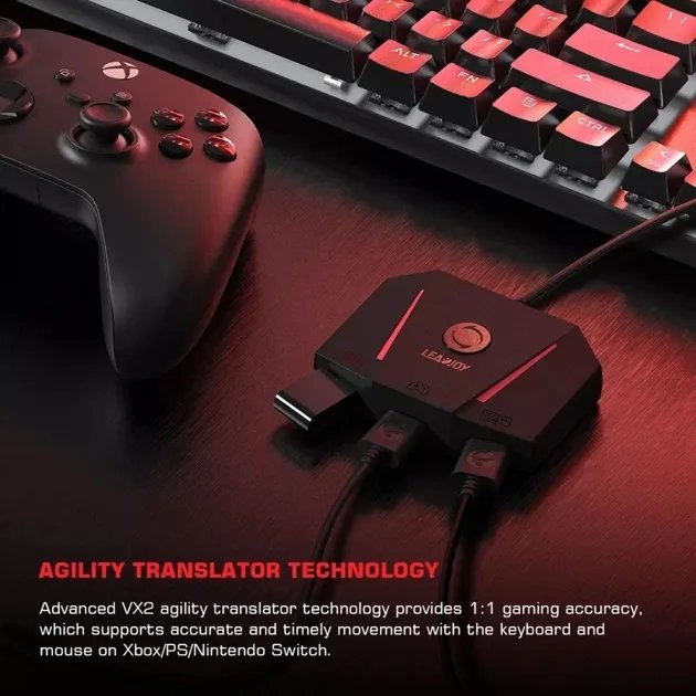 Адаптер-конвертер (HUB) LEADJOY VX AimBox для игровой клавиатуры и мыши PS4 / N-Switch / Xbox One, series X/S
