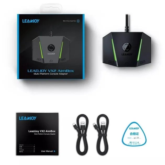 Адаптер-конвертер (HUB) LEADJOY VX AimBox для игровой клавиатуры и мыши PS4 / N-Switch / Xbox One, series X/S