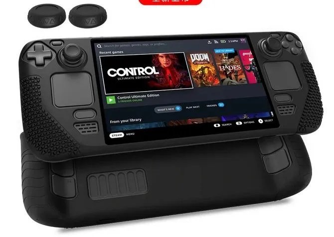 Чехол силиконовый черный для Steam Deck + накладки противоударный