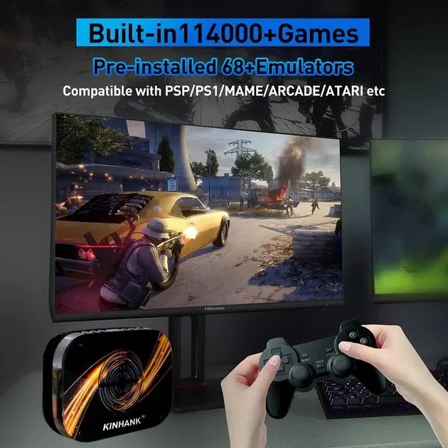 Эмулятор, супер ТВ-приставка Kinhank x3 plus (64 bit): 95000+ игр (128Гб)