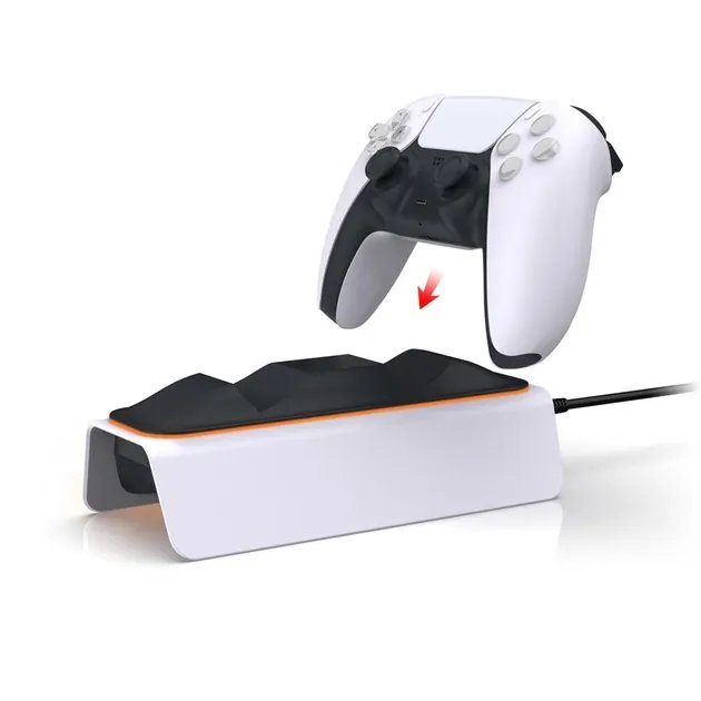 Двойная зарядная dock станция DOBE подставка для двух геймпадов DualSense консоли Sony PlayStation 5 (PS5 / PS5 Digital Edition) c LED подсветкой статуса зарядки контроллера, джойстика